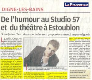 Clément Brun Studio 57 digne les bains one man show Clément Brun Humoriste comique la Provence journal presse