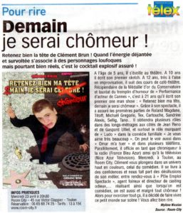 article de presse télex Toulon Clément Brun one man show