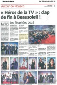 presse Article Monaco Matin Festival les héros de la télé de Beausoleil pris récompenses
