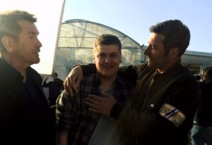 Xavier Deluc, Clément Brun Franck Sémonin en tournage de Section de Recherche TF1 acteur comédien humoriste